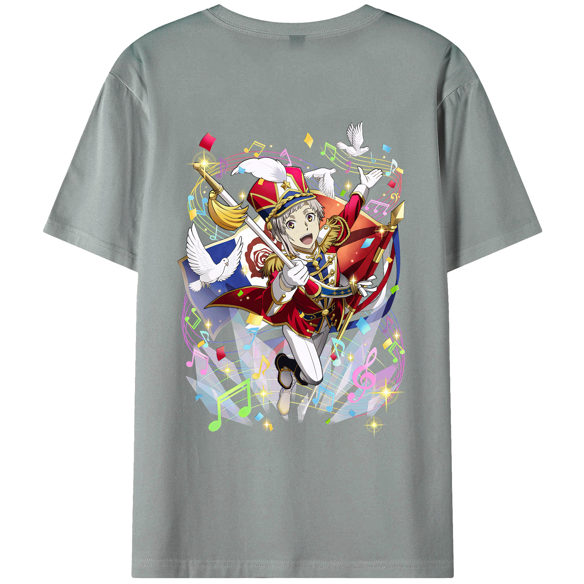 （画像用） 文豪ストレイドッグス Bungo Stray Dogs 綿100％ メンズ半袖Tシャツ（バックプリント） 通気性